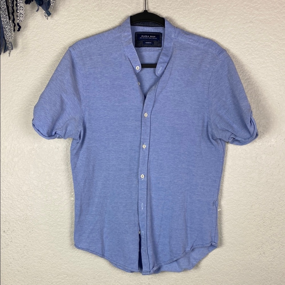 Zara blue button front top